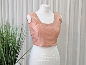 Sleeveless Peach Silk Blouse (4-18)