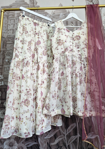 Ivory Floral Sharara Suit 10-12 (2 colours available)