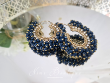 Nims Boutique Meghna Royal Navy Cluster Hoop Earrings