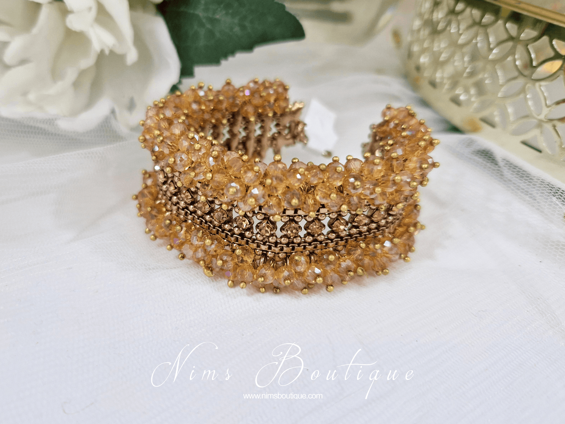 Nims Boutique Gold Stone Cluster Bracelet