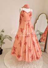 Peach Floral Dress with Pajami (size 4-16)