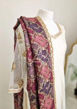 The NB Classic Long Sleeved Ivory Silk & Multicolour Salwar Suit (8-20)