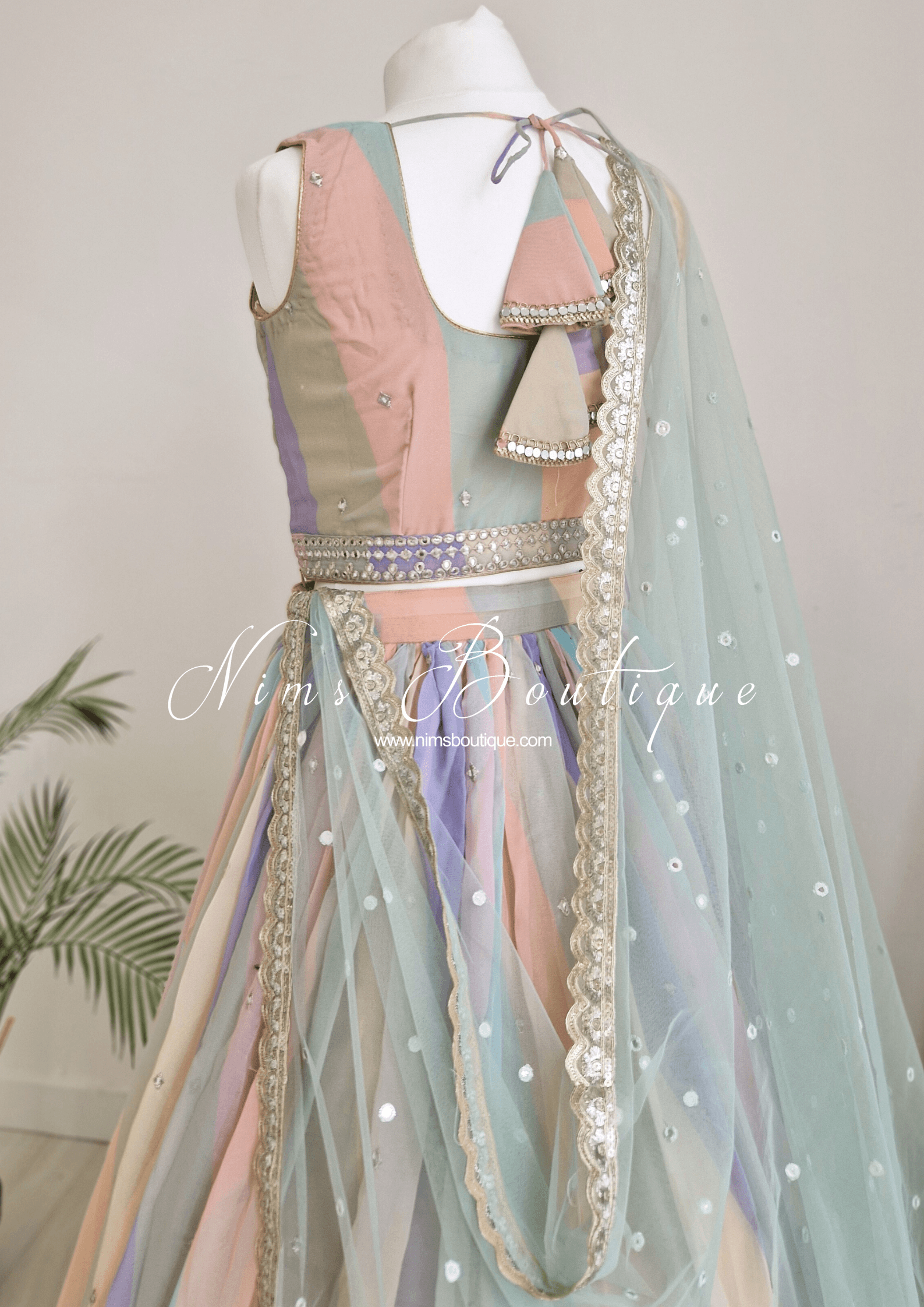 Nims Boutique Pastel Stripe Lehnga sizes 4-16