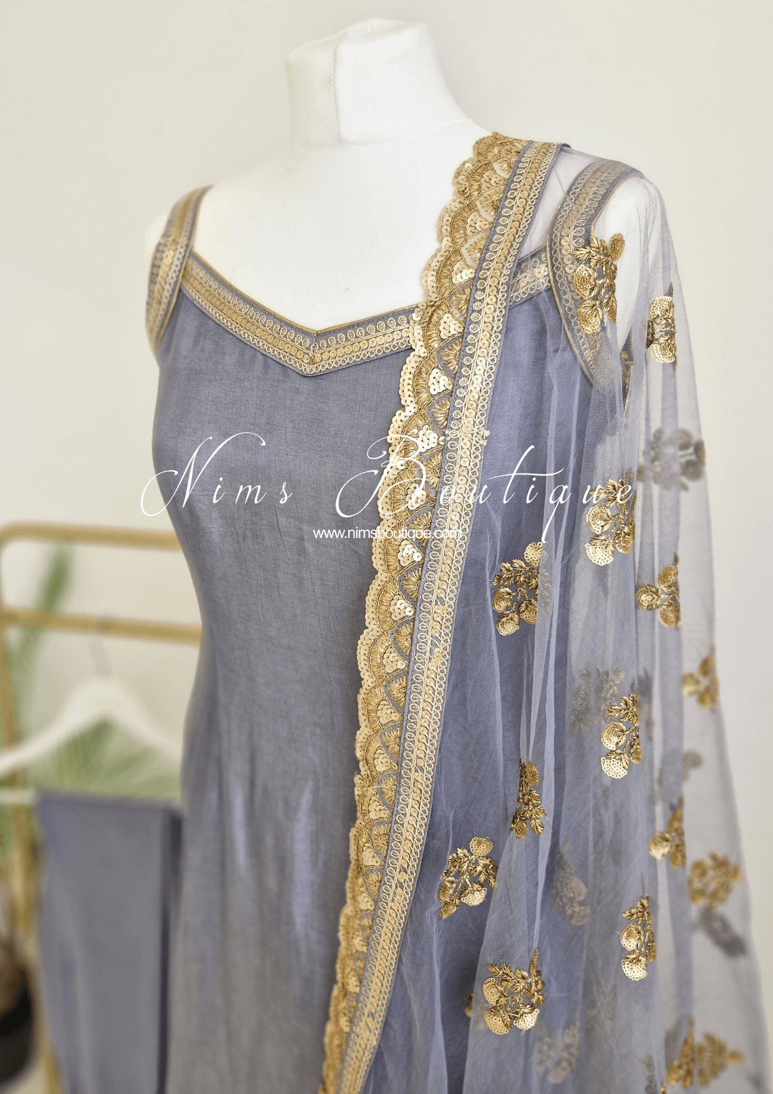 Nims Boutique The NB Classic Sleeveless Grey Silk Pajami Suit sizes 4 to 20