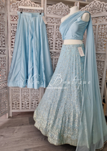 Arya Powder Blue Luxury One Shoulder & Dupatta blouse (4-10)