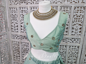 Rani Luxury Mint Silk Mirror Blouse (size 4-16)