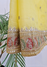 Sunidhi Yellow Multicolour Organza Dupatta/Chunni