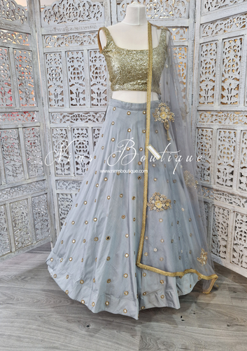 Rani Luxury Grey Mirror readymade skirt/lehnga (size 4-22)