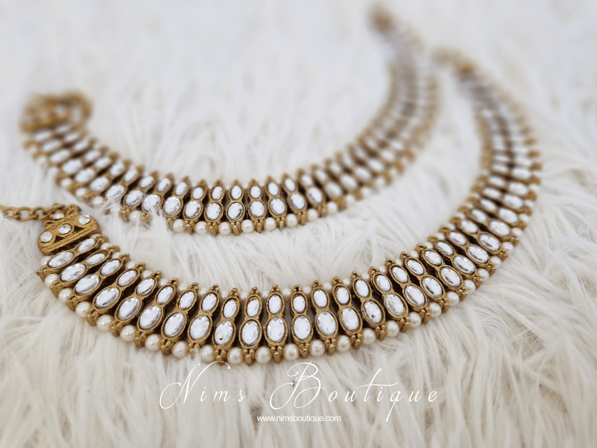 Nims Boutique Royal Pearl Stone & Pearl Anklets