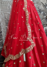 Luxury Red Net Sequin Scallop Edge Dupatta/Chunni (SE2)