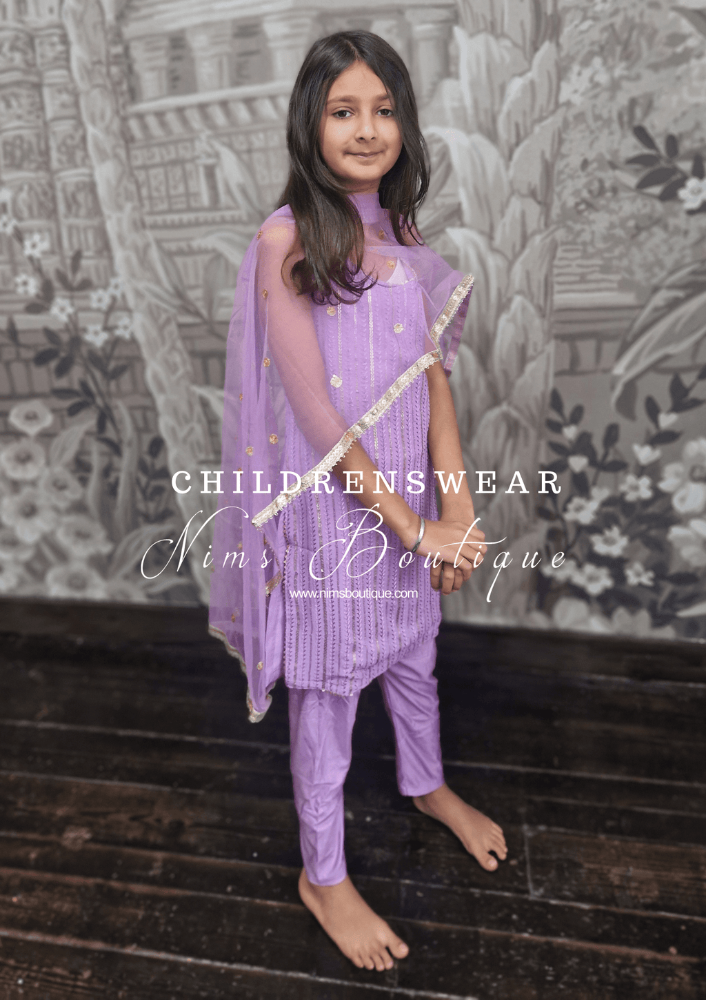Nims Boutique Lilac Sequin Kids Pajami Suit