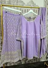 Lilac Embroidered Sharara Suit with sleeves (18-22)