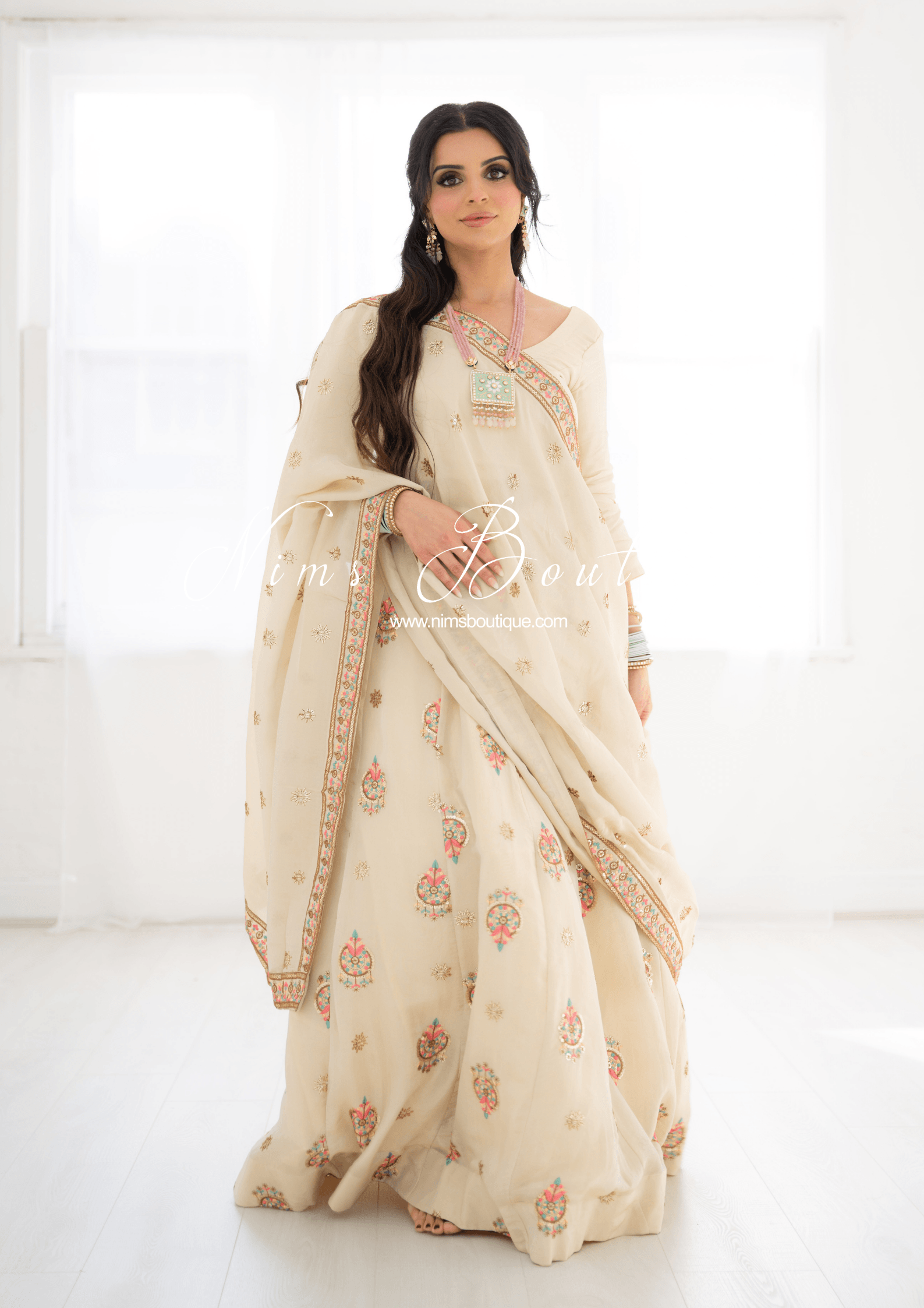 Nims Boutique Alia Gold Pastel Multicolour Dupatta/Chunni