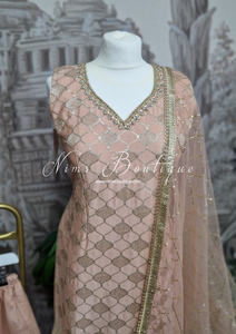 Peach Pattern Gharara Suit (Size 12-14)