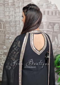 Luxury Black Embroidered Sharara Suit (10-12)