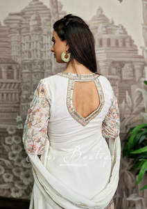 Luxury White Embroidered Sharara Suit (10-12)