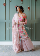 Pink Floral Chinon Sharara Suit (Size 10-12)