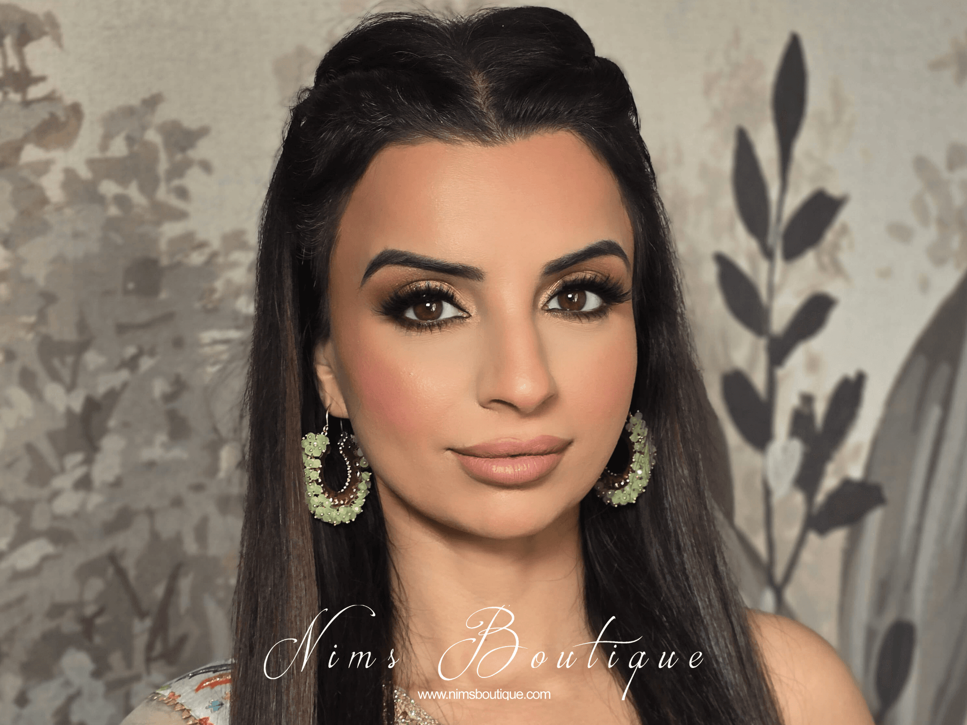 Nims Boutique Meghna Royal Mint Hoop Earrings
