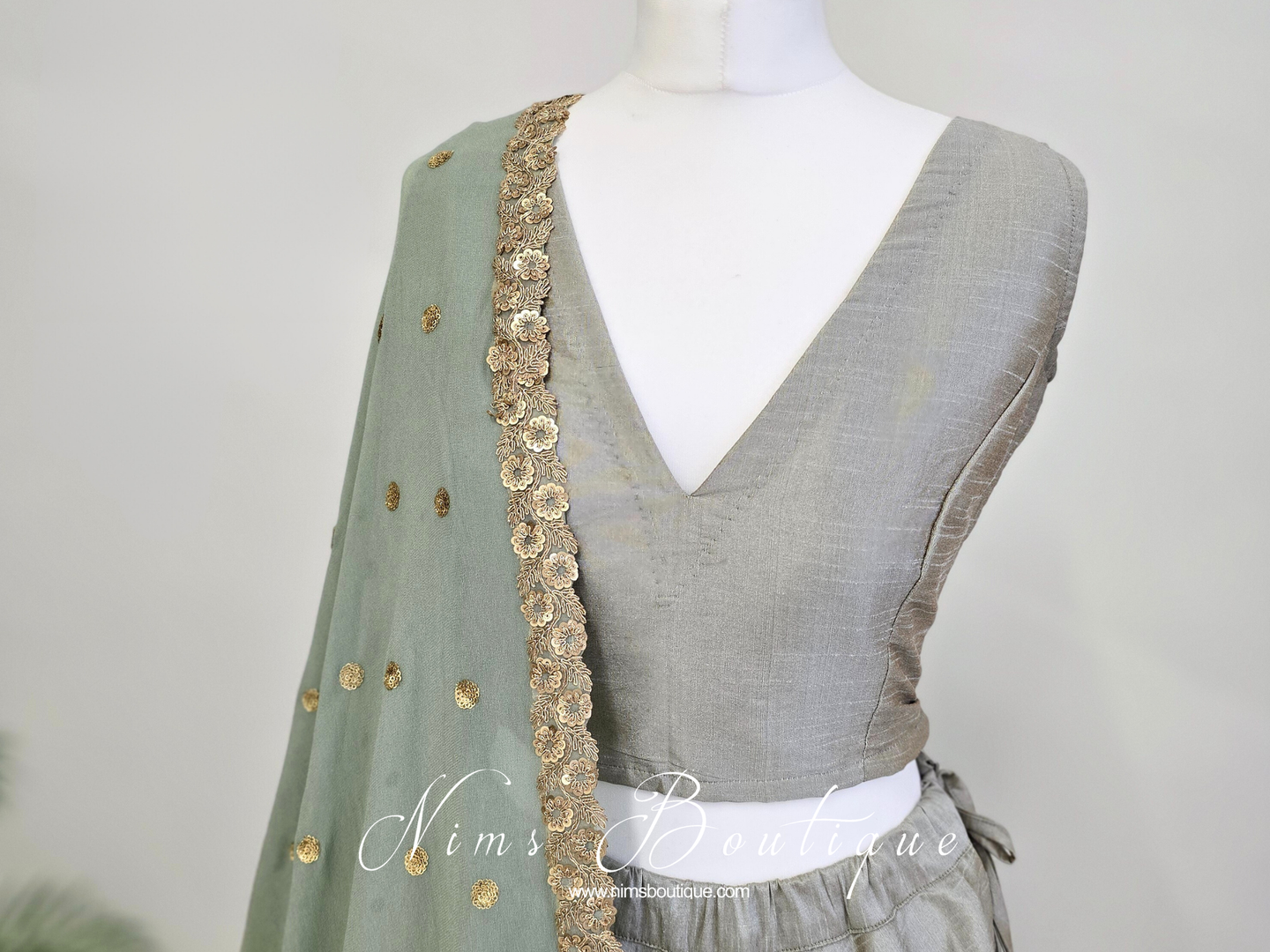 Rupa Sage Grey Luxury Silk Blouse (size 4-22)