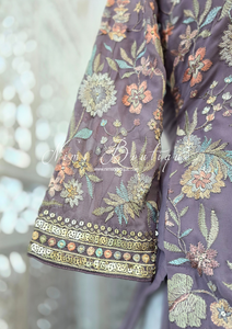 Luxury Dusky Lilac Embroidered Sharara Suit (10-12)