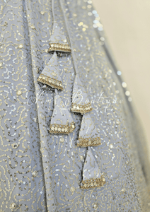 Nims Boutique Arya Grey & Gold Sequin Luxury Skirt sizes 6-16