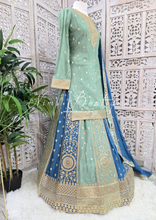 Luxury Mint & Blue Lehnga Suit (Size 12-14)