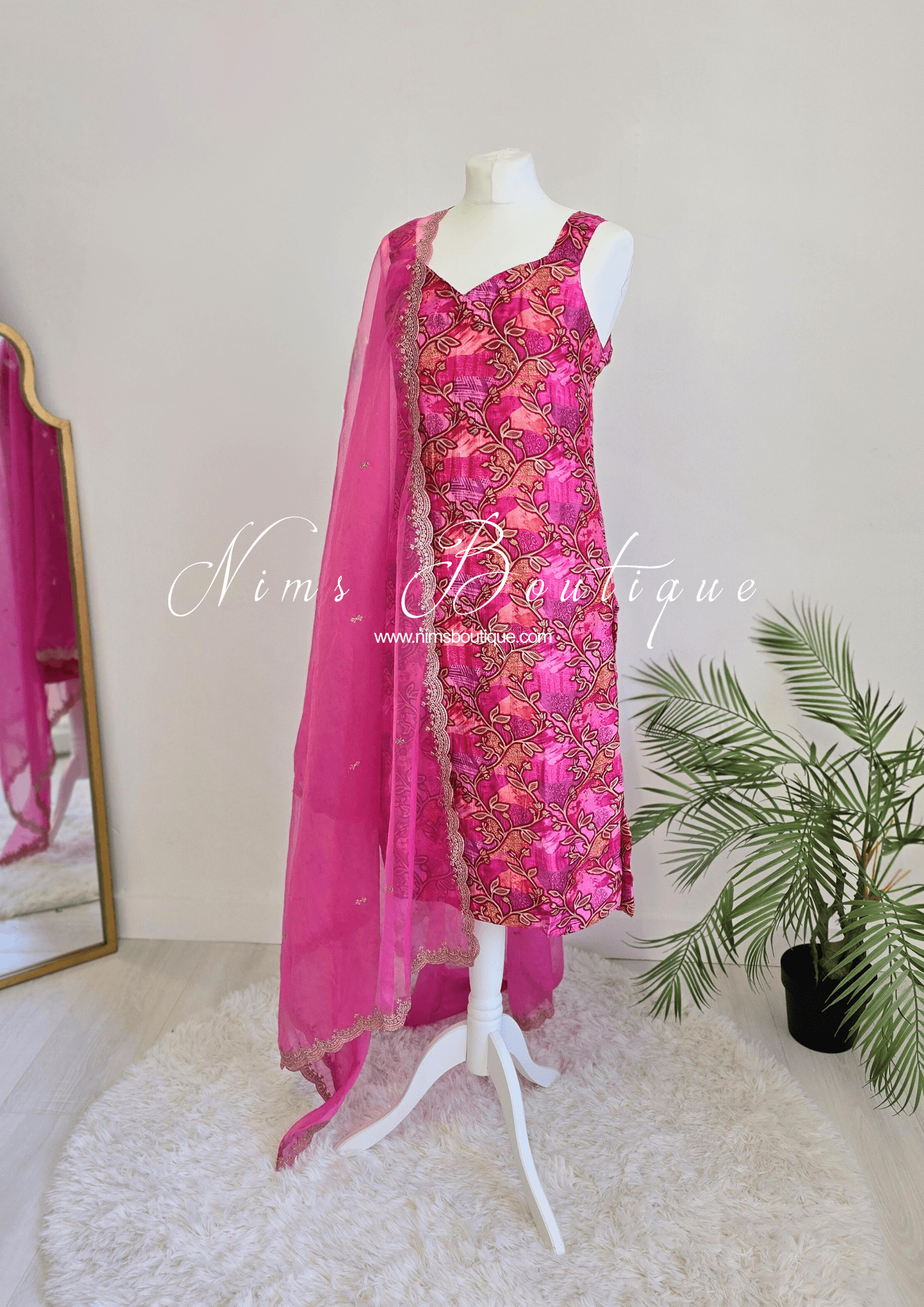 Nims Boutique Kajal Pink Printed Pajami Suit sizes 6 to 18
