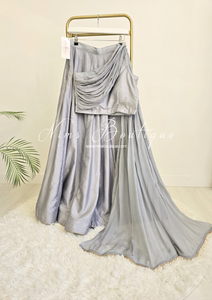 Arya Grey Luxury One Shoulder & Dupatta blouse (6-14)