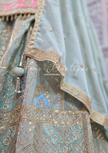 Luxury Mint Embroidered Sharara Suit (Size 12-14)