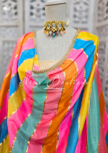 Multicolour Stripe Georgette Dupatta/Chunni (4)