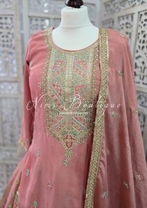 Luxury Dusky Pink Embroidered Sharara Suit (Size 12-14)