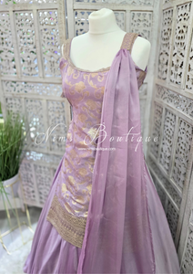 Lilac Brocade Sharara Suit (10-12)