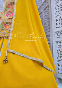 Mustard Multicolour Embroidered Sharara Suit (Size 12-14)