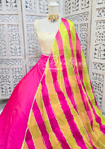 Lime & Cerise Stripe Dupatta/Chunni