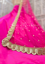 Mira Luxury Hot Pink Net Embroidered Dupatta/Chunni