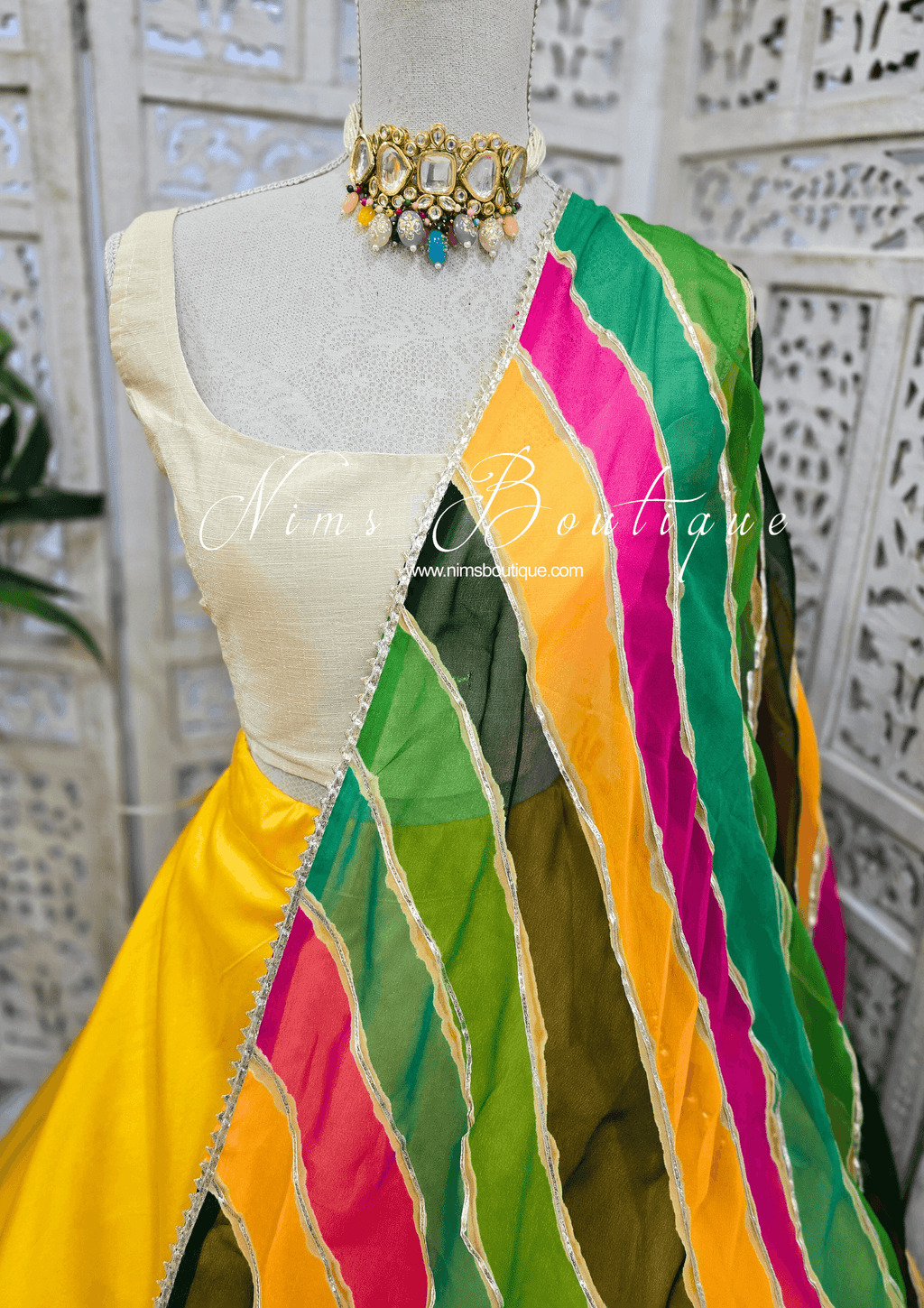 Nims Boutique Multicolour Stripe Georgette Dupatta/Chunni 6