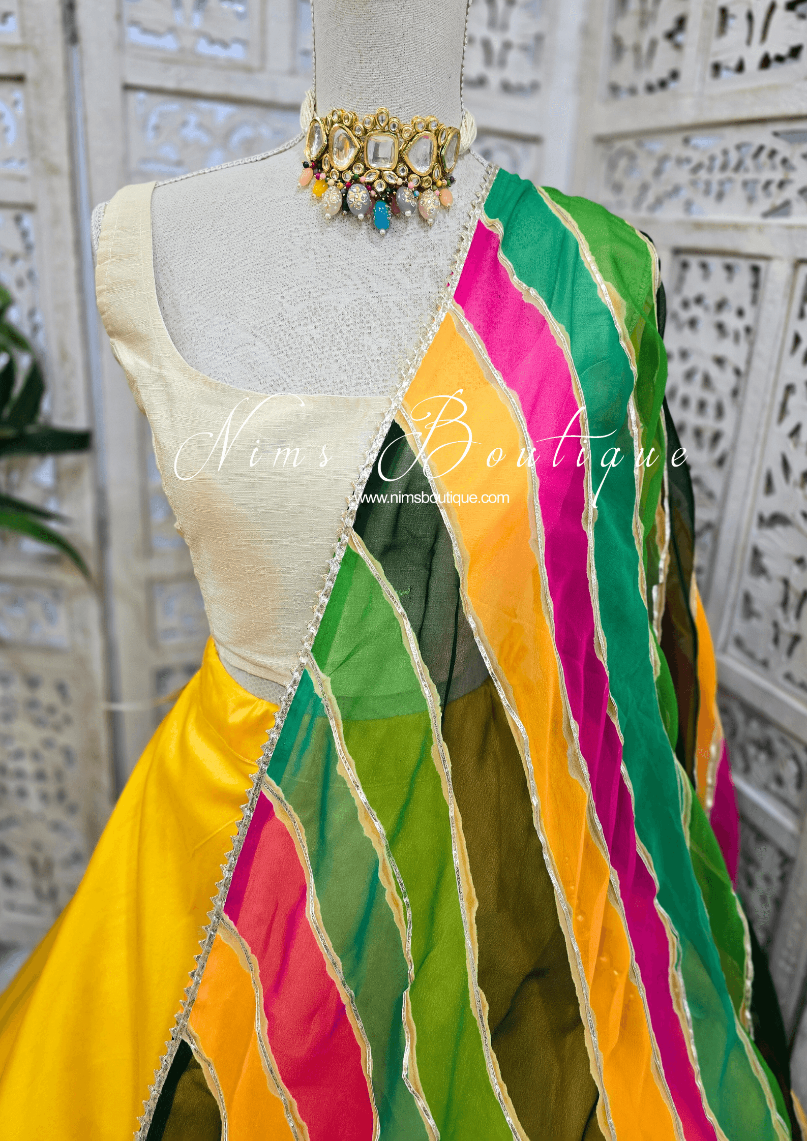 Nims Boutique Multicolour Stripe Georgette Dupatta/Chunni 6