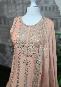 Peach Zari Work sharara suit (Size 16-18)