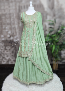 Mint Zari Work sharara suit (Size 16-18)