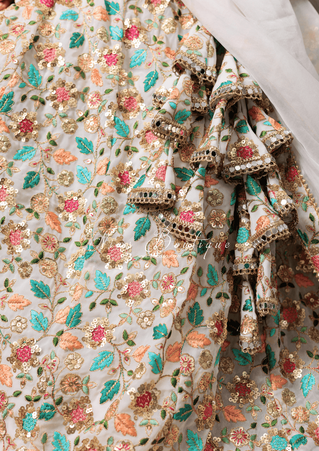 Nims Boutique Aditi Luxury Ivory Multicolour Lehnga sizes 6-16