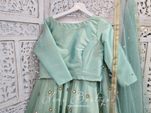 Mint Silk High Neck Blouse with sleeves (4-20)