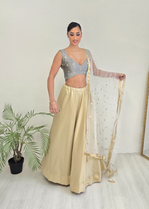 Nims Boutique Readymade Light Gold Silk skirt/lehnga sizes 4-22