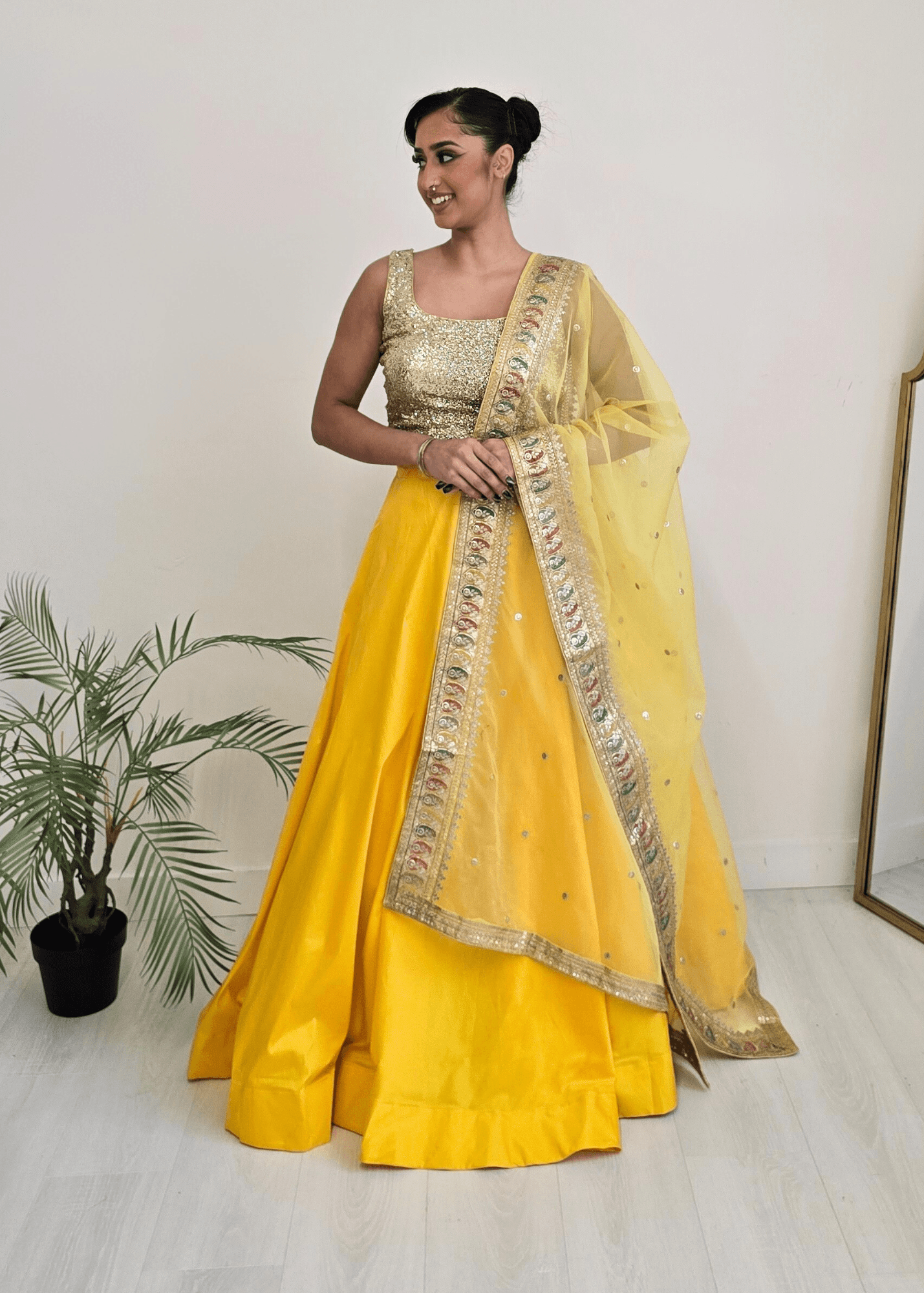 Nims Boutique Readymade Yellow Silk skirt/lehnga sizes 4-20