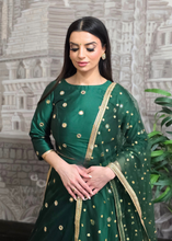 Rani Luxury Dark Green Silk Mirror Blouse with sleeves (size 8-18)