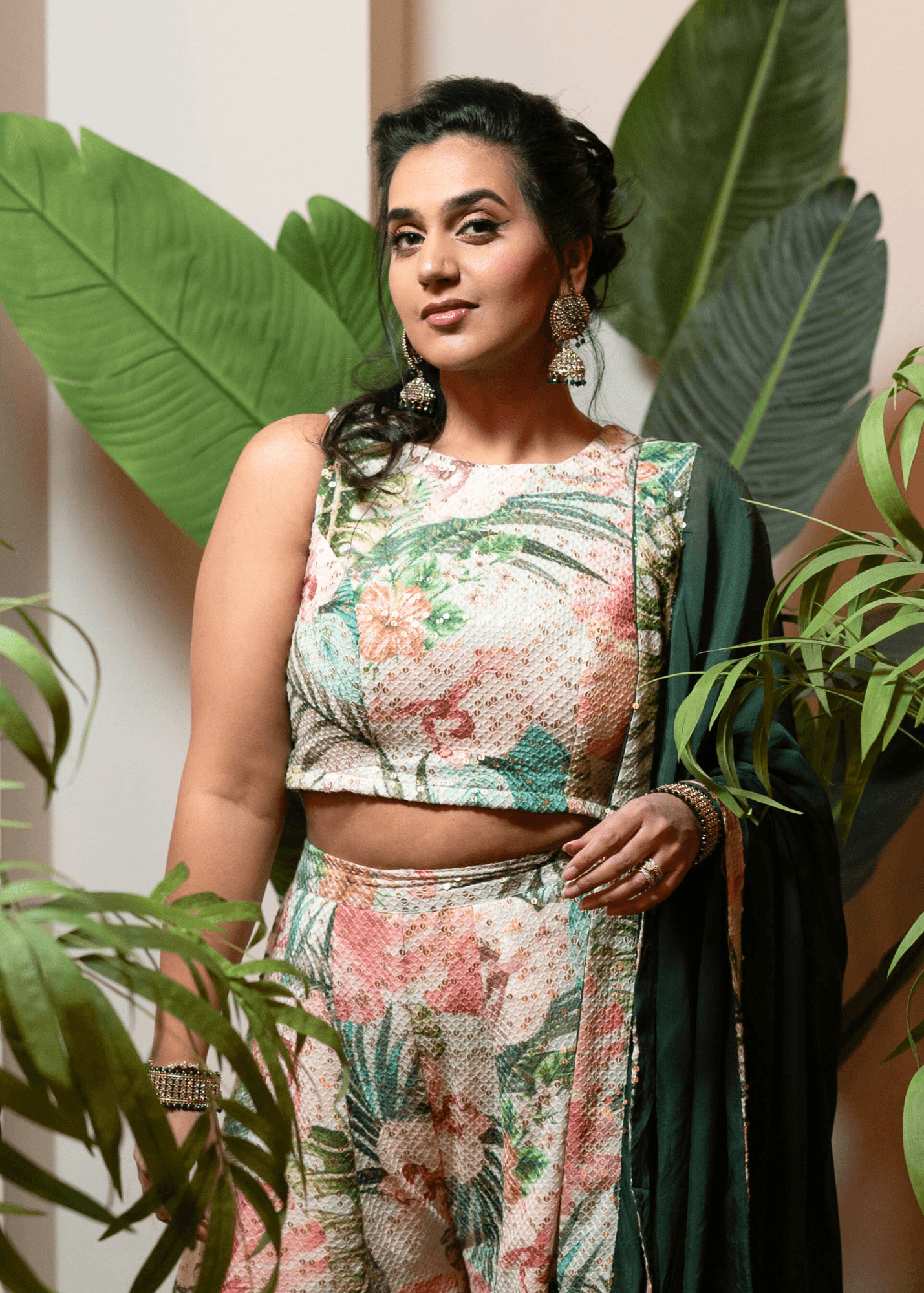 Nims Boutique Isabella Ivory & Green Floral Blouse