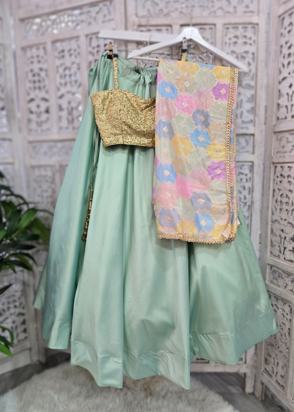 Readymade Mint Silk skirt/lehnga (sizes 4-22)