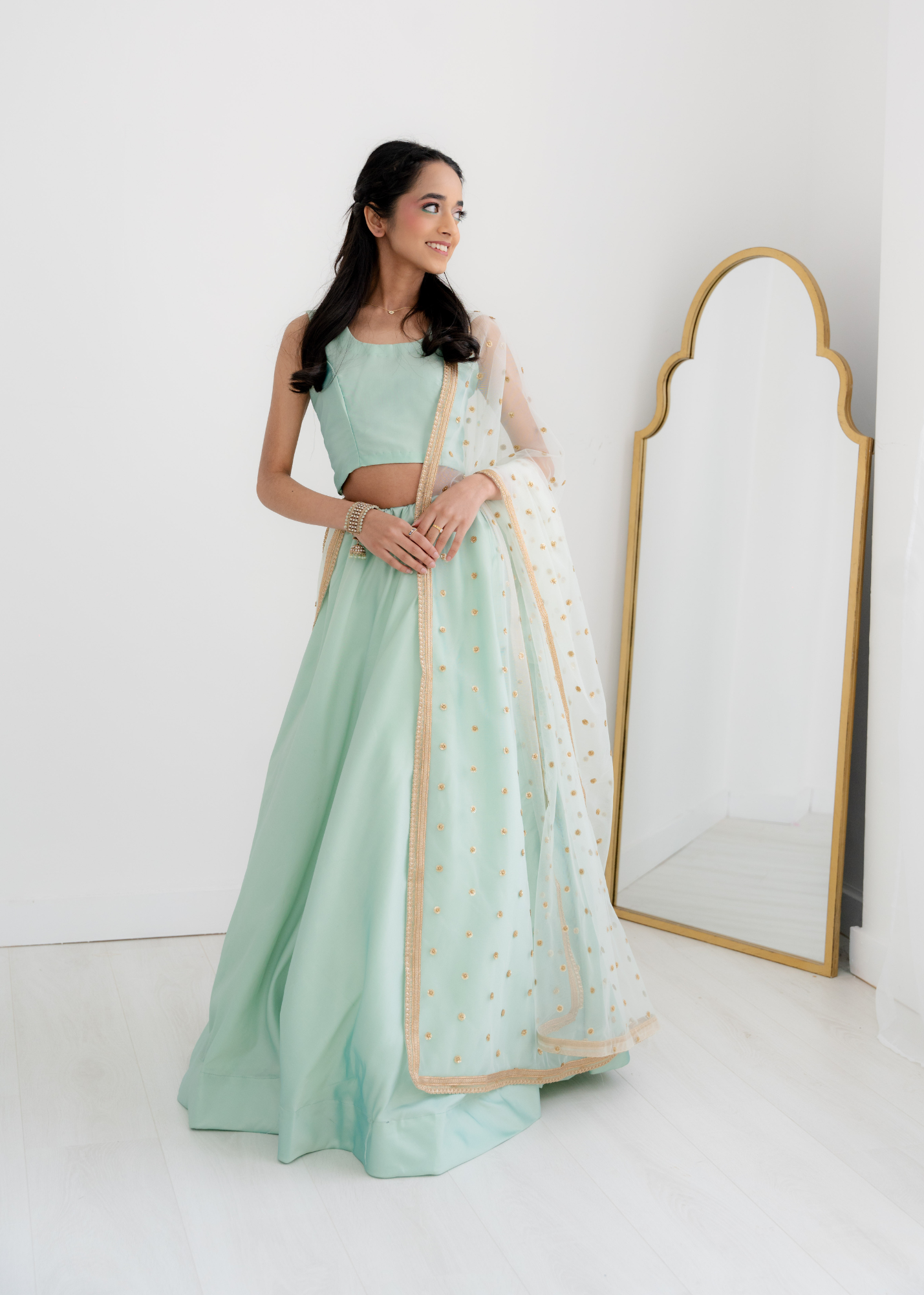 Readymade Mint Silk skirt/lehnga (sizes 4-22)