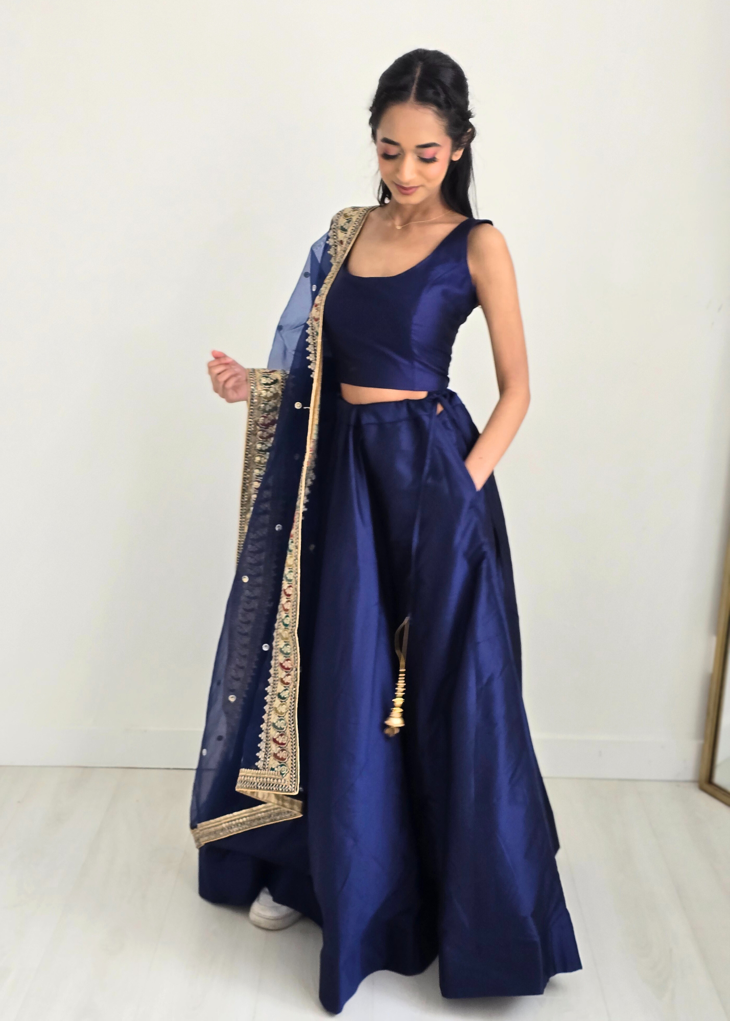 The NB Navy Silk Blouse (petite sizes 4-8)