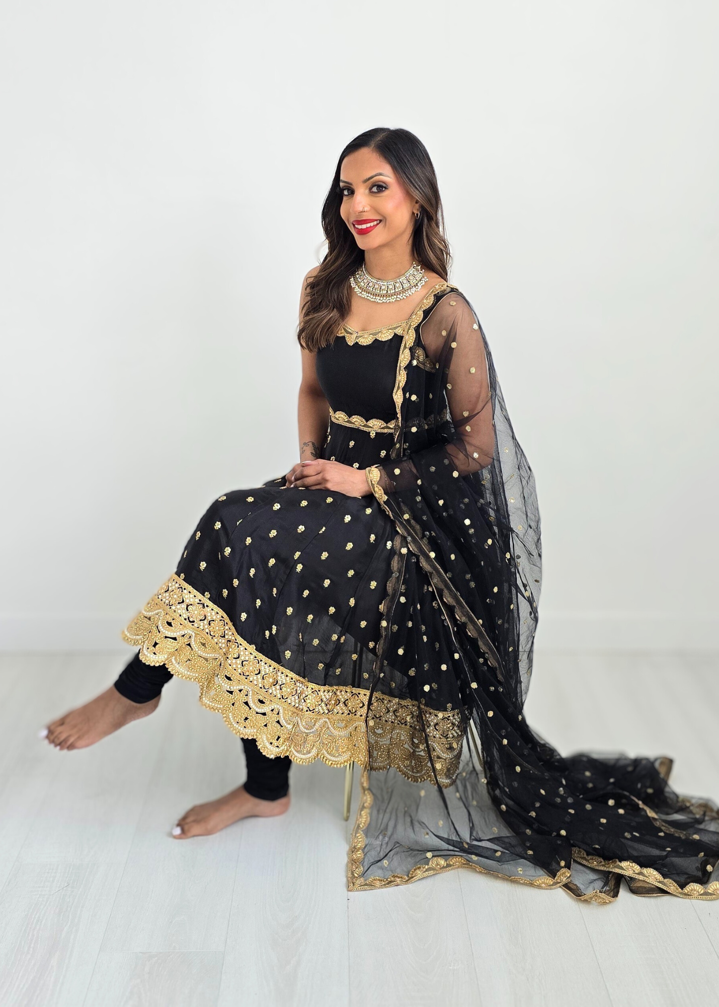 The NB Luxury Black Silk Anarkali with Pajami (size 4-16)