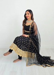 The NB Luxury Black Silk Anarkali with Pajami (size 4-16)